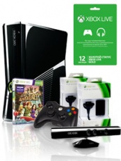 Xbox 360 250 Gb Kinect + Kinect Adventures + Controller Wireless R + 2 Play & Charge Kit + Live 12 месяца